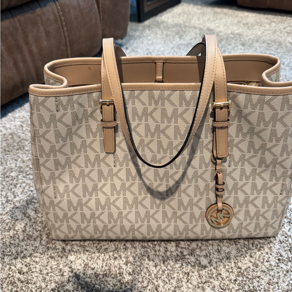 Michael Kors Beige and Tan Tote Bag